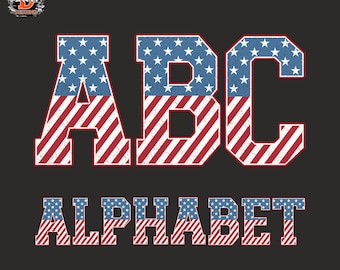 Distressed Patriotic Varsity Letters Alphabet PNG: 4th of July Sublimation (Digital Download)