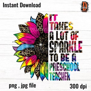 Ontwerp kleuteronderwijzer luipaardzonnebloem: png-, jpg-bestand (digitale download)