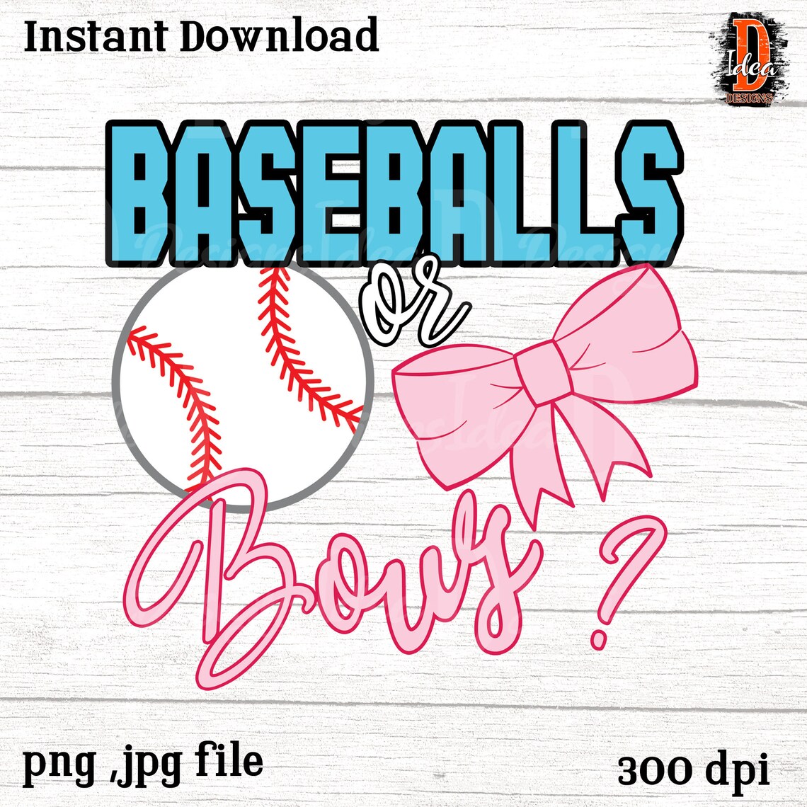 Baseball And Bows Printable Sublimation Graphics digital Etsy