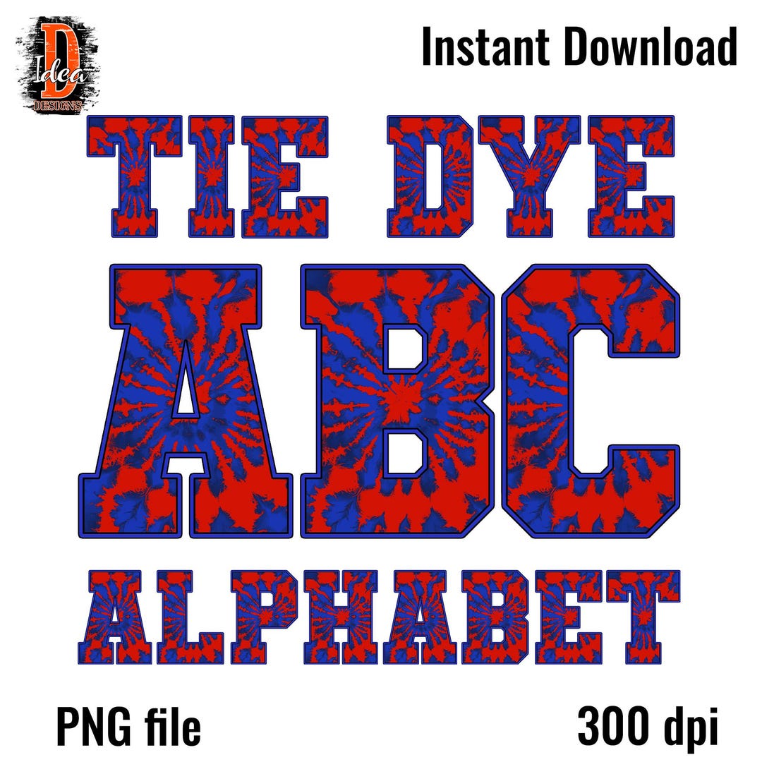 Tie Dye Alphabet Letters PNG: Blue and Red (digital Download) - Etsy
