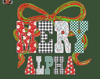 Conjunto de alfabeto alegre: aquarela, coquete, floral, natal e números, papai noel xadrez verde (download digital em PNG)