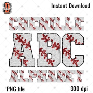 Béisbol Lentejuela falsa Chenille Alfabeto Letras y número PNG Paquete, Letras de doodle de deportes de béisbol, Doodle de béisbol, Conjunto alfa de sublimación