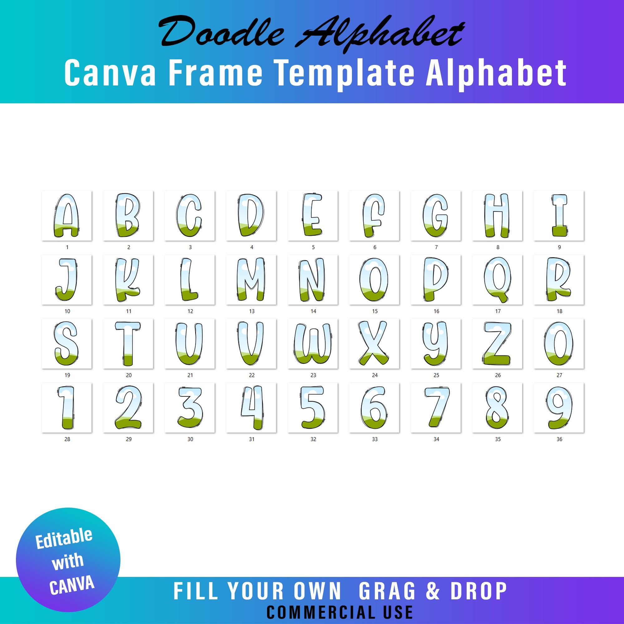 Editable Varsity Letter Photo Frames: Canva Template (digital Download ...