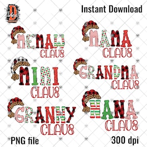 Mama,Mimi,Nana,Memaw,granny,grandma Claus sublimation digital design bundle png,Leopard,buffalo plaid Christmas Heat transfer,holiday design
