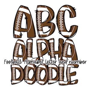 Letras e números de doodle do alfabeto de futebol sublimação PNG, letras de doodle de esportes de futebol, clipart, conjunto alfa de sublimação, dia de jogo