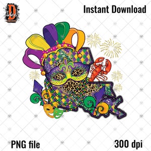 Mardi Gras Louisiane Carte Léopard Sublimation Design Digital Png File , Fat Tuesday , rétro , Drôle Mardi Gras , TÉLÉCHARGEMENT INSTANTANÉ