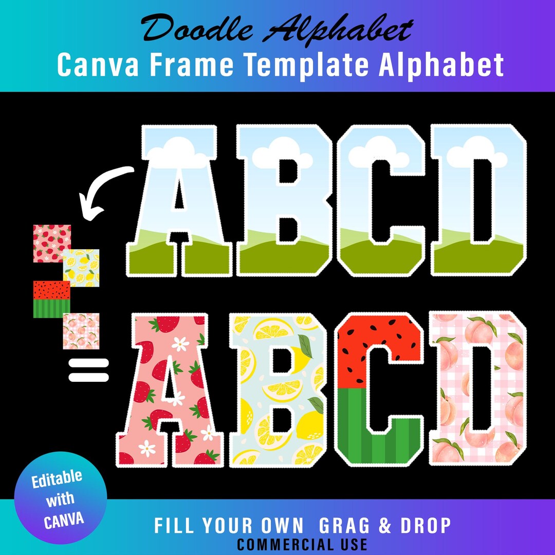 Lace Alphabet Letter Frames Template: Editable Canva Design (digital ...
