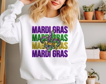 Mardi Gras Sequin Fleur De Lis PNG: Carnival, Fat Tuesday (Digital Download)