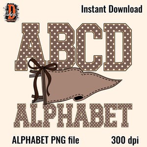 Brown Polka Dots Alphabet PNG Letters A–Z & 0–9, Baseball Sports, Kids Font, Digital Download, Sublimation
