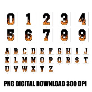 Fire Racing Alphabet & Numbers: Sublimation PNG Set (instant Download ...