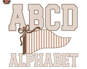 Stripes Brown Letters PNG, Football Sports Alphabet Letters A–Z & 0–9, Baseball, Kids Font, Digital Download, Sublimation
