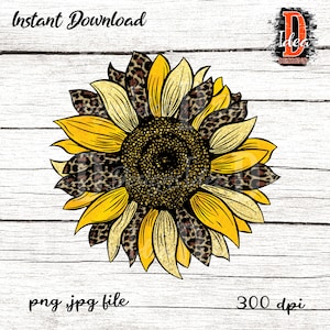 Leopard Sunflower png , Cheetah Leopard Sunflower- Instant Digital Download , PNG DIGITAL DOWNLOAD for sublimation or screens