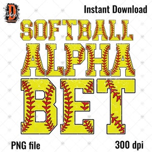 Softball angustiado letras do alfabeto e número PNG pacote softball esportes, ponto de softball, fonte de doodle de softball, conjunto alfa de sublimação