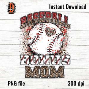 Baseball bonus mom png , leopard ballgame png , Printable Sublimation Graphics digital download png file , gameday , Instant Download