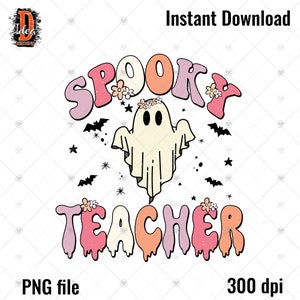 Spooky Teacher Ghost PNG: Halloween Sublimation Design (Digital Download)