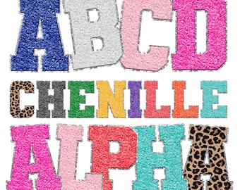 Chenille Faux Sequin Alphabet PNG: Varsity Letter Clipart (Digital Download)