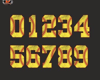 Distressed Softball Numbers & Alphabet PNG Bundle: Stitch Doodle Font (Digital Download)