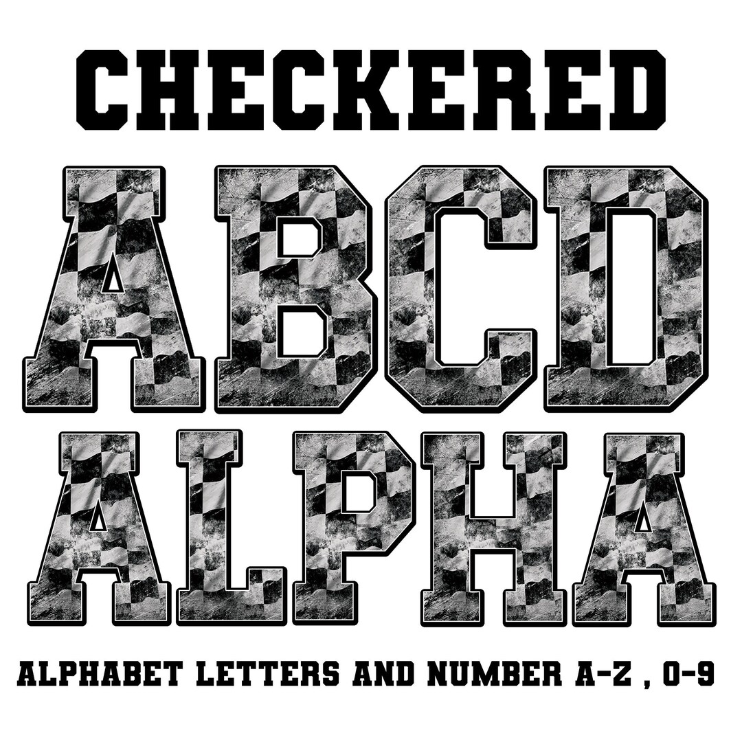 Checkered Racing Alphabet & Numbers PNG (digital Download) - Etsy