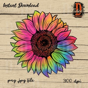 Tie Dye Sunflower PNG File,  Sublimation Design, tie dye summer sunflower png,  Sublimation Designs Downloads