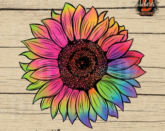 Tie Dye Sunflower PNG: Sublimation Design (Digital Download)