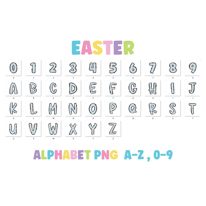 Easter Doodle Font PNG Bundle: Bunny Alphabet (digital Download) - Etsy