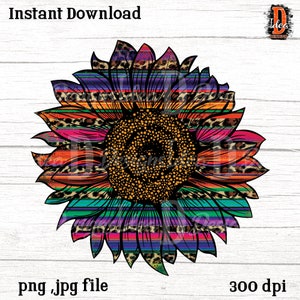 Serape Leopard Sunflower Sublimation Png,Colorful  Sunflower Sublimation Designs,Sunflower png,Digital Download, Sublimation Designs