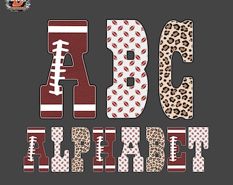 Football Varsity sport  Alphabet PNG: Leopard Print Alpha Set (Digital Download)