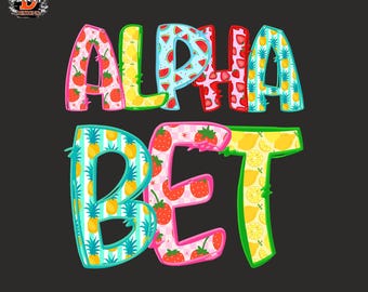 Fruit Alphabet PNG Bundle, Strawberry Lemon Watermelon Pineapple Letters, Summer Alphabet Sublimation, digital download