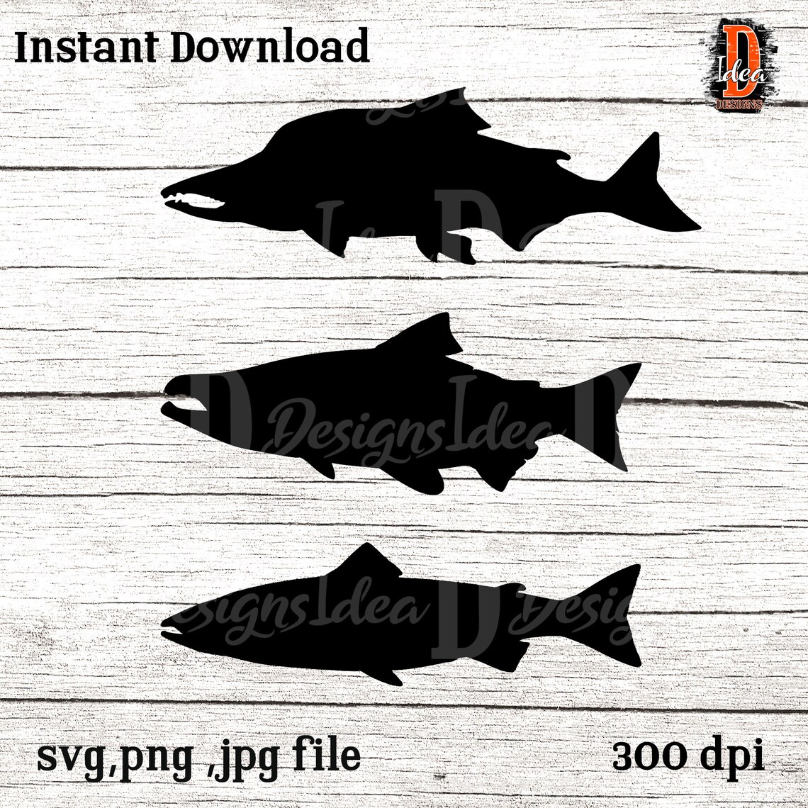 Salmon Fish Stencil SVG Fishing svg Fish Digital | Etsy