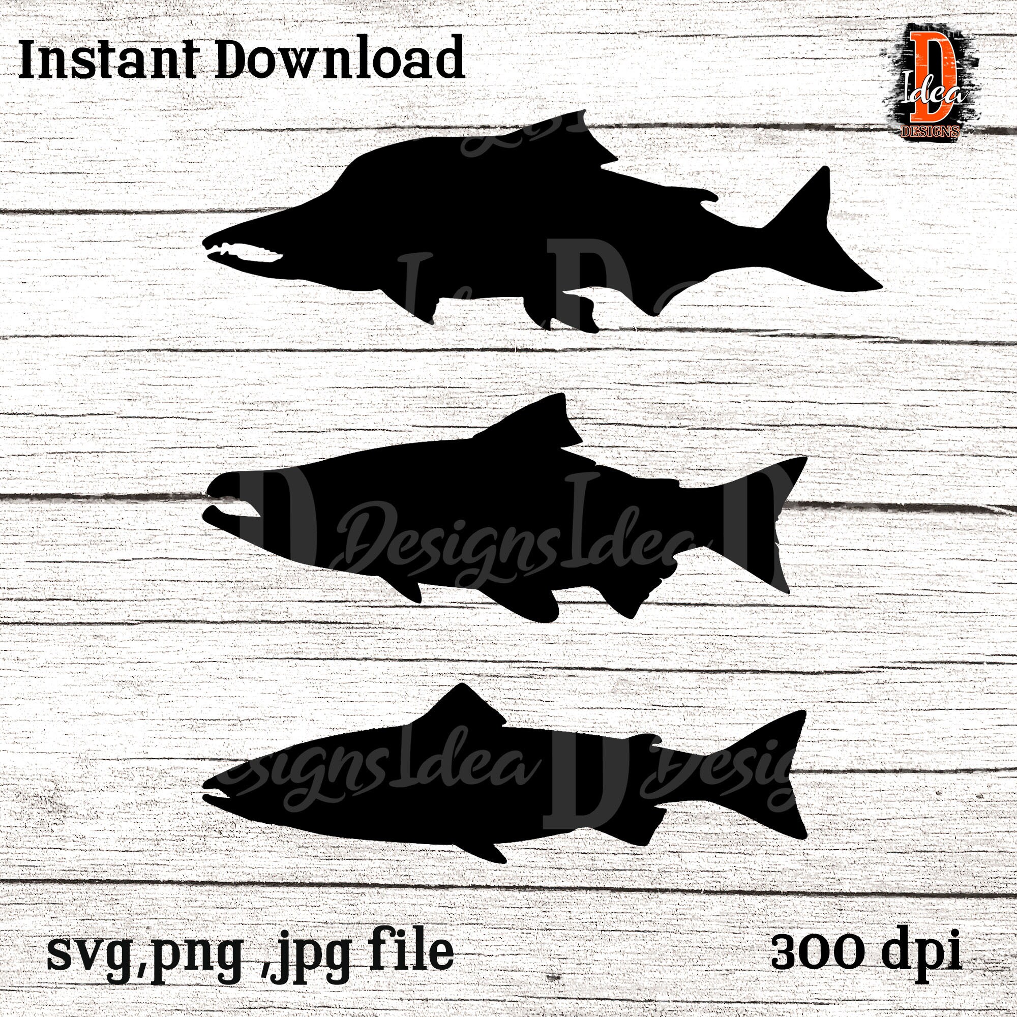 Salmon Fish Stencil SVG Vissen svg Fish Digital | Etsy