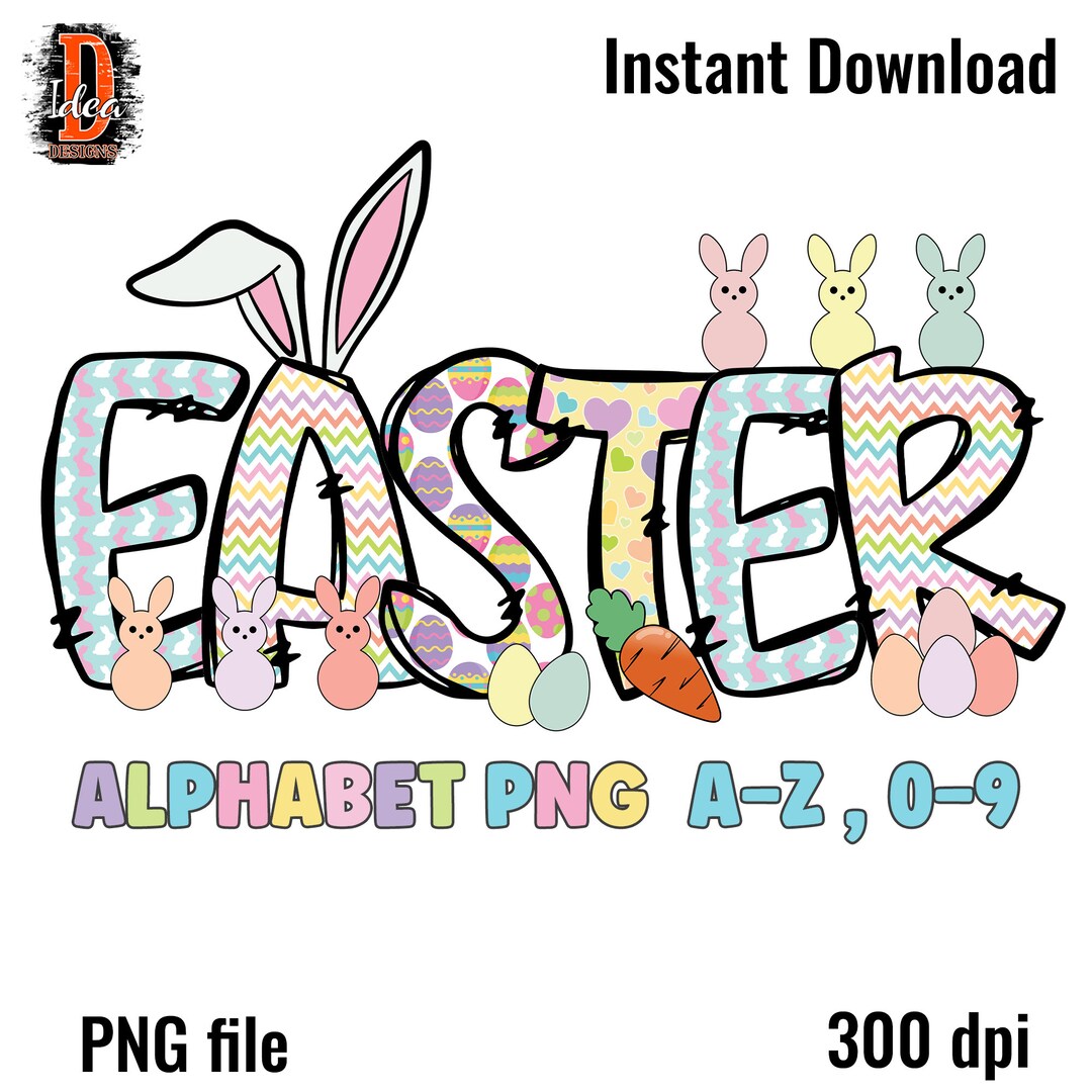Easter Doodle Font PNG Bundle: Bunny Alphabet (digital Download) - Etsy