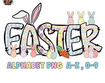Easter Doodle Font PNG Bundle: Bunny Alphabet (Digital Download)