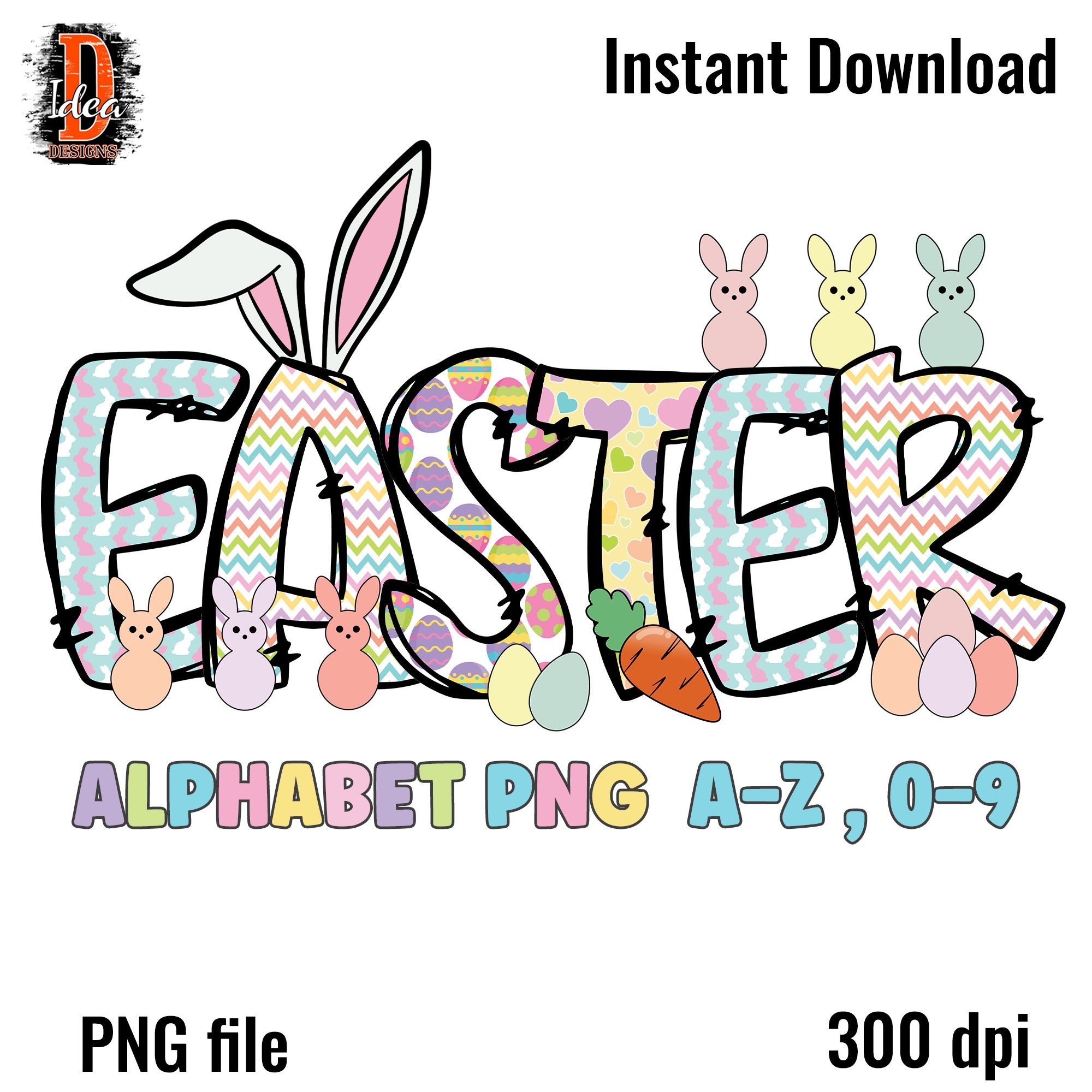Easter Doodle Font PNG Bundle: Bunny Alphabet (digital Download) - Etsy