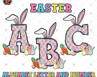 Easter Alphabet PNG: Doodle Letters, Custom Name Design (Digital Download)