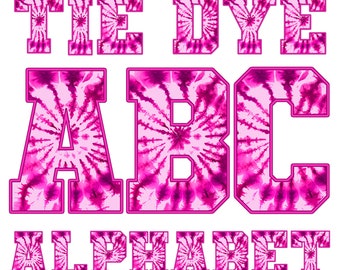Pink Tie Dye Alphabet Letters PNG: Spring Alpha Set (Digital Download)