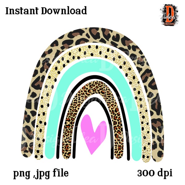 Leopard Rainbow sublimation PNG file,Clipart download,Instant Download,Modern Rainbow Clip Art,Vector Clipart,Leopard Print Rainbow,Cheetah