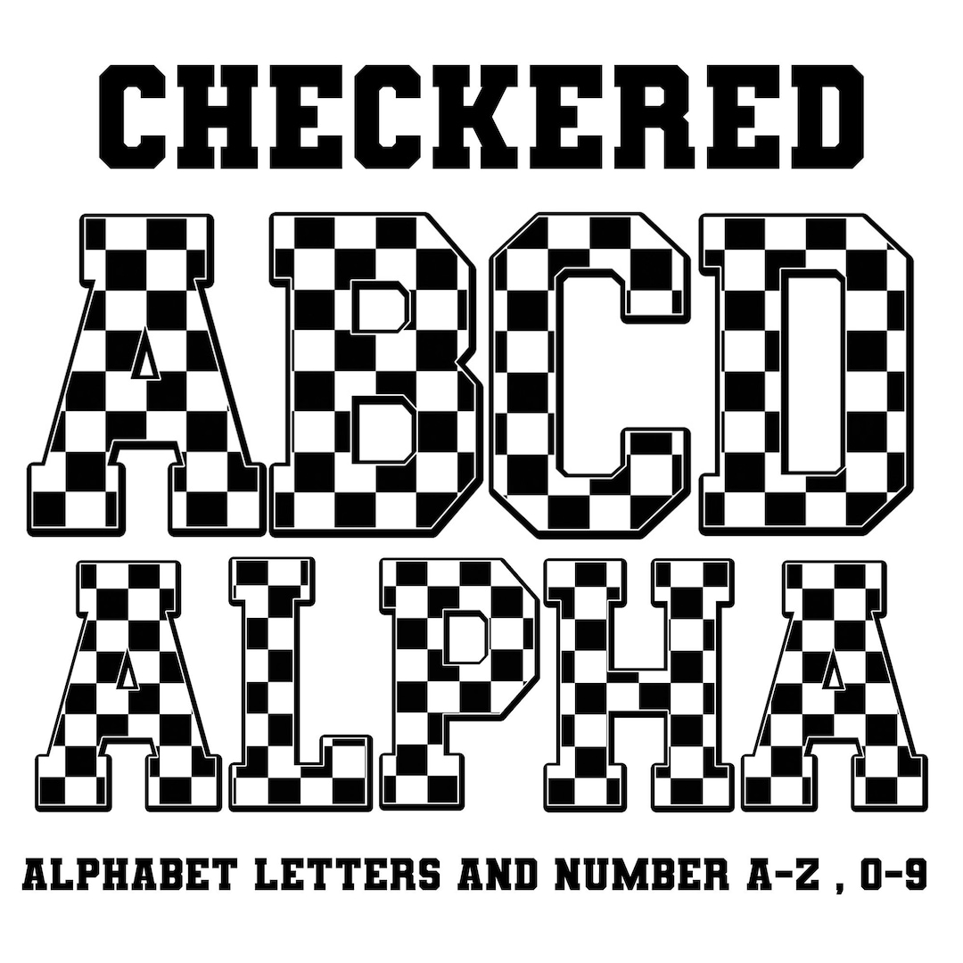 Checkered Racing Alphabet & Numbers PNG (digital Download) - Etsy
