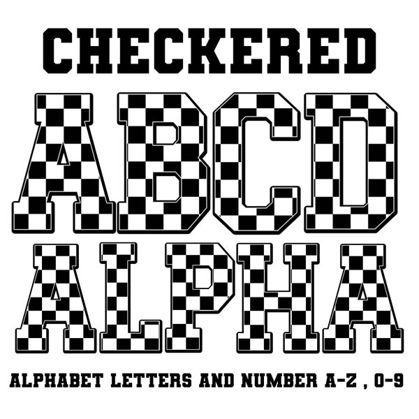 Checkered Alphabet Png , Racing Checkered Numbers , Alphabet Letters , PNG File , Racing numbers , Racing Alpha set png , Instant Download