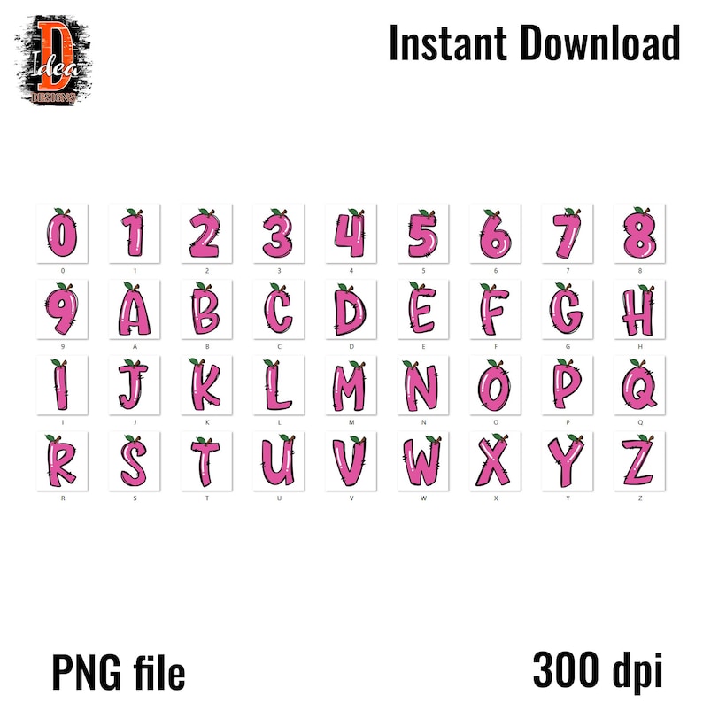 School Alphabet Doodle Letters & Numbers PNG Clipart (digital Download ...