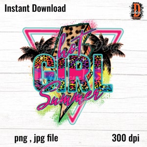 Hot Girl Summer Lightning leopard PNG Print File for Sublimation Or Print, Retro Sublimation, Summer, Beach Designs,Instant Digital Download