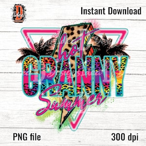 Hot granny Summer Lightning leopard PNG Print File for Sublimation , Retro Sublimation , Summer , Beach Designs , Instant Digital Download