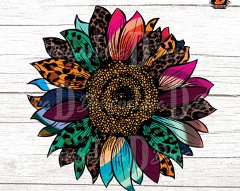 Fall Leopard Sunflower PNG: Sublimation Graphics (Digital Download)