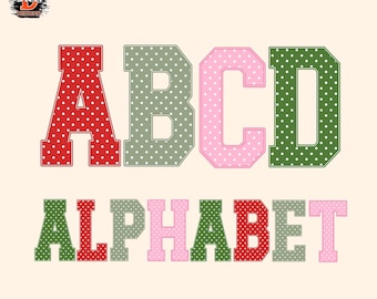 Polka Dots Alphabet PNG Letters A–Z & 0–9, Red, Pink, Green, Baseball Sports, Digital Download, Sublimation
