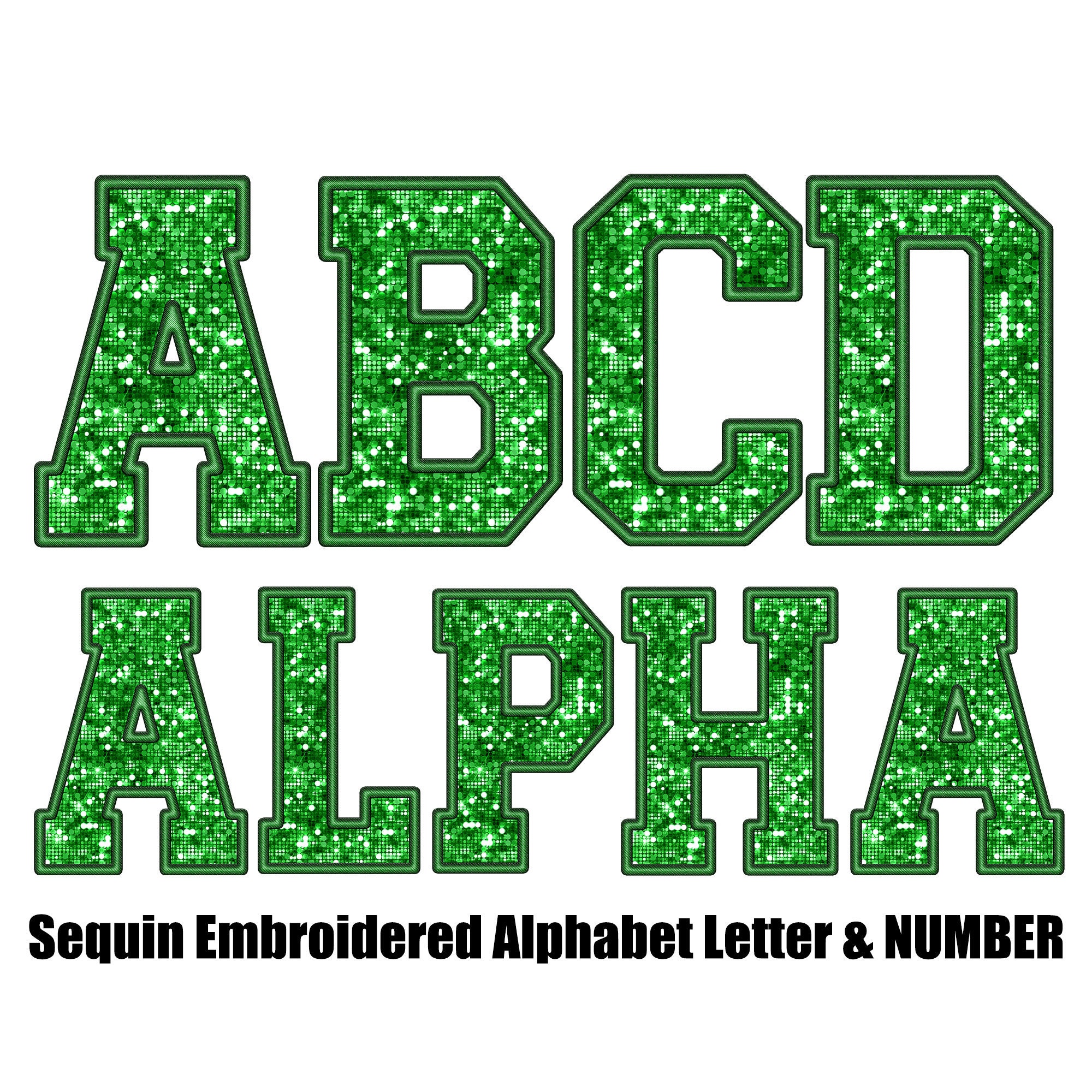 Green Glitter Lettering