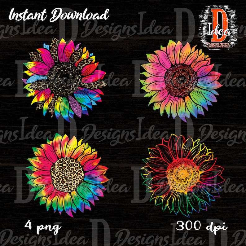 Download Tie dye Sunflower Sublimation Design bundle Sunflower PNG ...