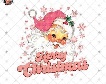 Retro Pink Santa Claus PNG: Merry Christmas Y'all (Digital Download)