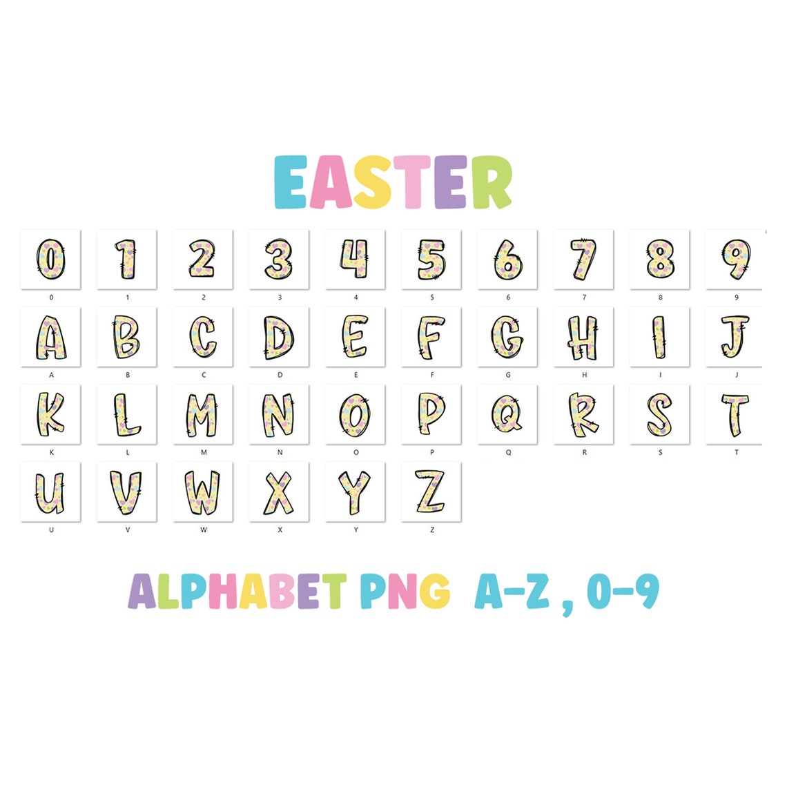 Easter Doodle Font PNG Bundle: Bunny Alphabet (digital Download) - Etsy