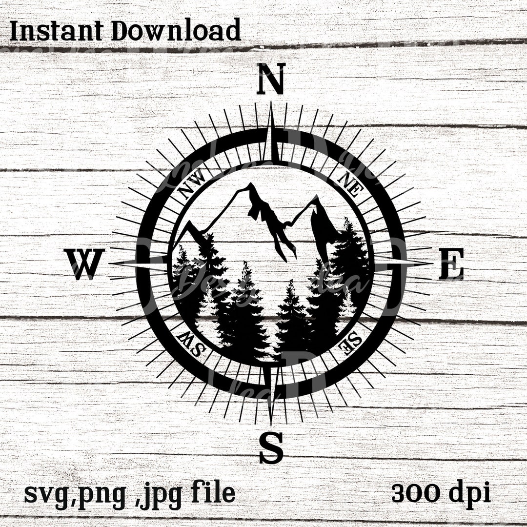 Mountains and Trees Compass SVG File,cut Files for Cricut and ...
