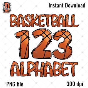 Paquete PNG de letras del alfabeto de doodle de baloncesto, letras de doodle de deportes de baloncesto, fuente de doodle de baloncesto, conjunto alfa de sublimación