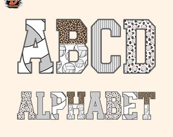 Volleyball Alphabet Letters & Numbers PNG Bundle, Cheetah, Leopard (Digital Download)